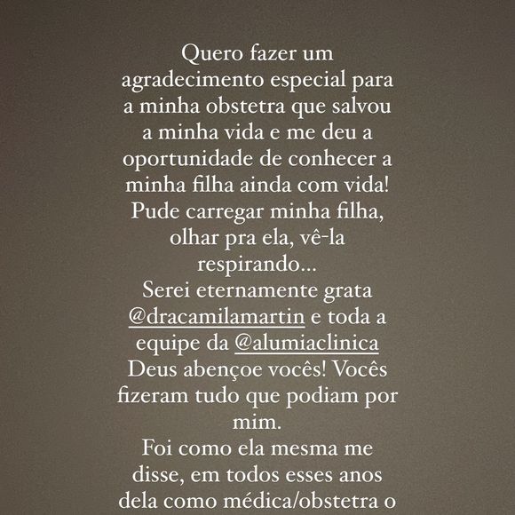 Depois do anúncio, Lexa publicou alguns stories de agradecimento à sua médica, familiares e amigos