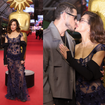 Fernanda Marques, a Bruna de 'Quem Ama Cuida', ganha beijão de José Loreto e exibe vestido sexy transparente com flores 3D e corset à mostra em Gramado