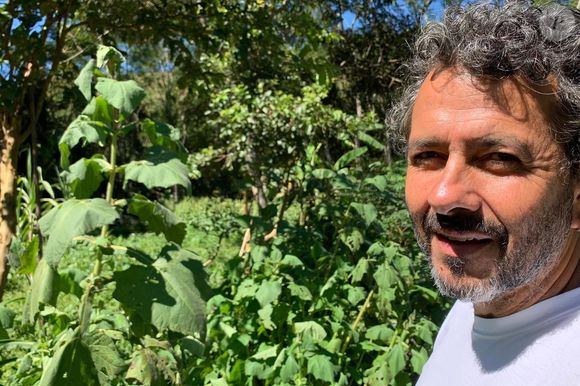 Marcos Palmeira vive uma vida tranquila no local, cercado pela natureza
