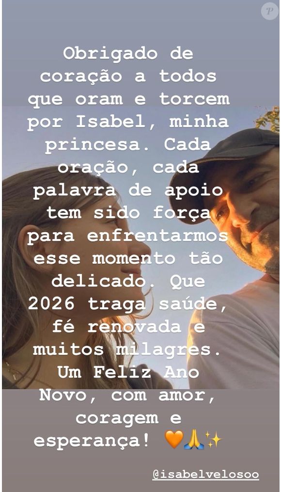 Isabel Veloso internada na UTI: pai da jovem reforçou sua fé em milagres ao listar desejos para 2026