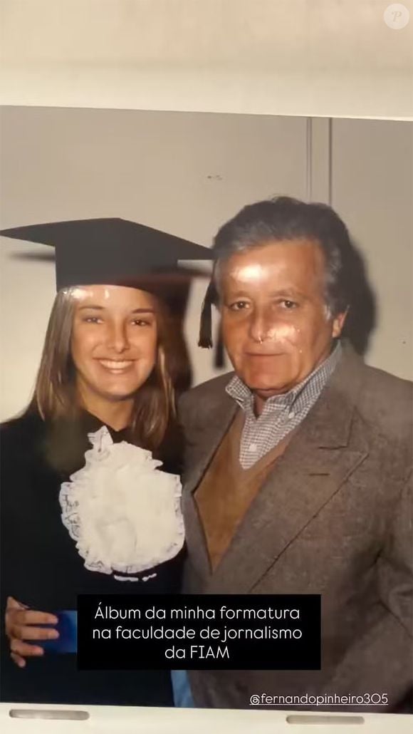 Ticiane Pinheiro recordou uma foto ao lado do pai, Fernando Pinheiro, e contou que foi ele quem pagou as parcelas da faculdade