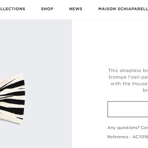 No site oficial da Schiaparelli, o sutiã de Bruna Marquezine custa 1900 euros (R$ 11,7 mil, na atuação cotação)