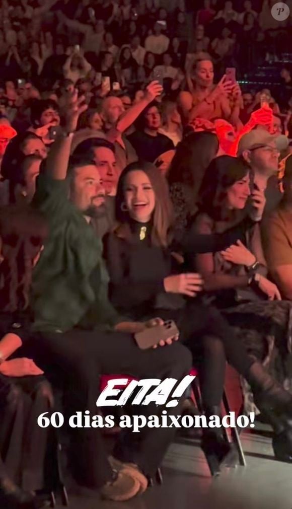 Sandy e Pedro Andrade aparecem juntinhos em imagem divulgada por espectador do show de Chitãozinho e Xororó