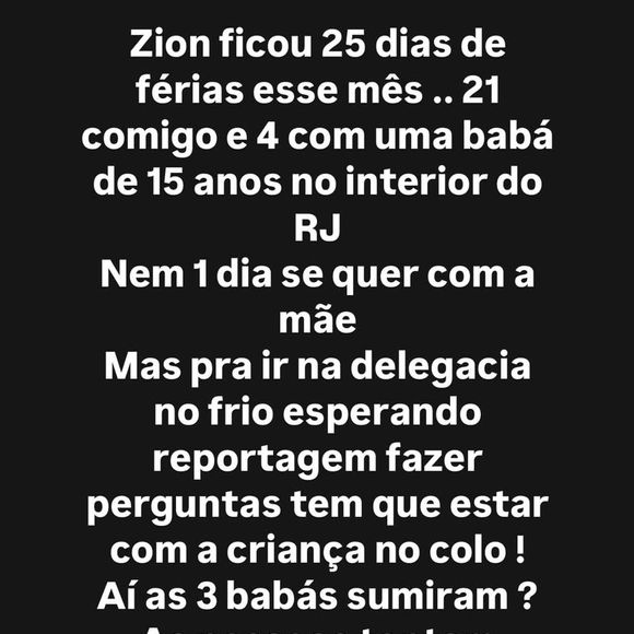 'Pra ir na delegacia no frio esperando reportagem fazer perguntas, tem que estar com a criança no colo’, disparou pai do filho de Rayane Figliuzzi