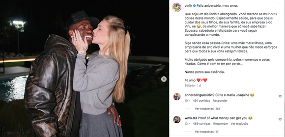 Depois da confusão e repercussão, Vini Jr. alterou a legenda e removeu a parte que deu o que falar