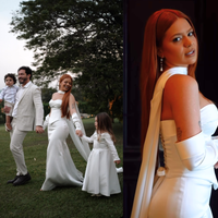 Vestido de noiva de cetim, decote tomara que caia e luvas: Viih Tube aposta em look minimalista e moderno para casamento civil com Eliezer após 'perrengues' em dia especial