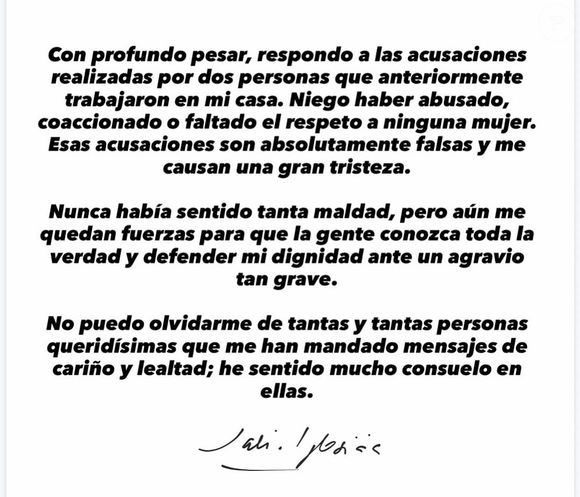 Julio Iglesias: veja comunicado original do cantor sobre acusações de abuso sexual