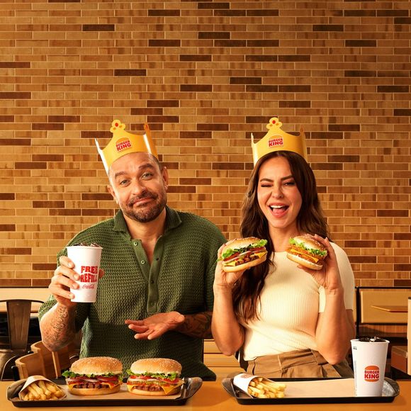 Ex-casal, Paolla Oliveira e Diogo Nogueira aparecem juntos novamente em campanha publicitária do Burger King