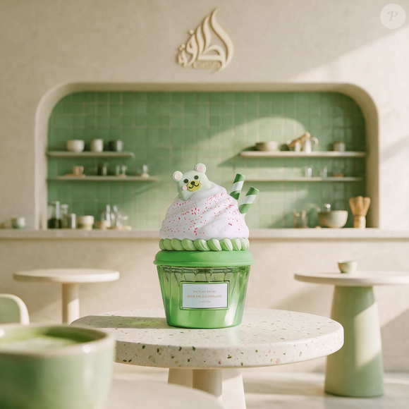 A proposta do Matcha Swirl é levar para a perfumaria aromas inspirados na confeitaria: a fragrância da Lattafa Perfumes reúne morango, bolo de matcha, tonka, baunilha e chocolate branco em uma composição gourmand