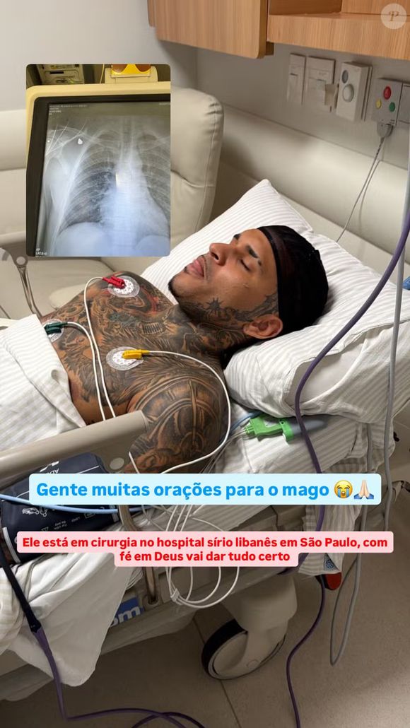 Anderson Neiff aparece hospitalizado após ser baleado nas costas depois de um show em São Paulo; cantor passou por cirurgia