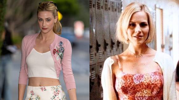 Diferentemente de outras homenagens, o look de Lili Reinhart não reproduziu um figurino específico de Um Crime Entre Amigas, mas resgatou a estética adolescente do cinema do fim dos anos 1990