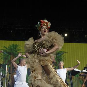 Conhecida por seus figurinos exuberantes, ela canonizou os babados e as icônicas frutas na cabeça, criando uma identidade visual única e inesquecível; como homenageou Anitta em apresentação no Palco Mundo do Rock in Rio Lisboa, em 24 de junho de 2018