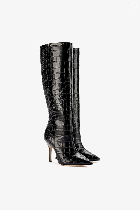 Bota Kate couro croco preto da marca Larroudé