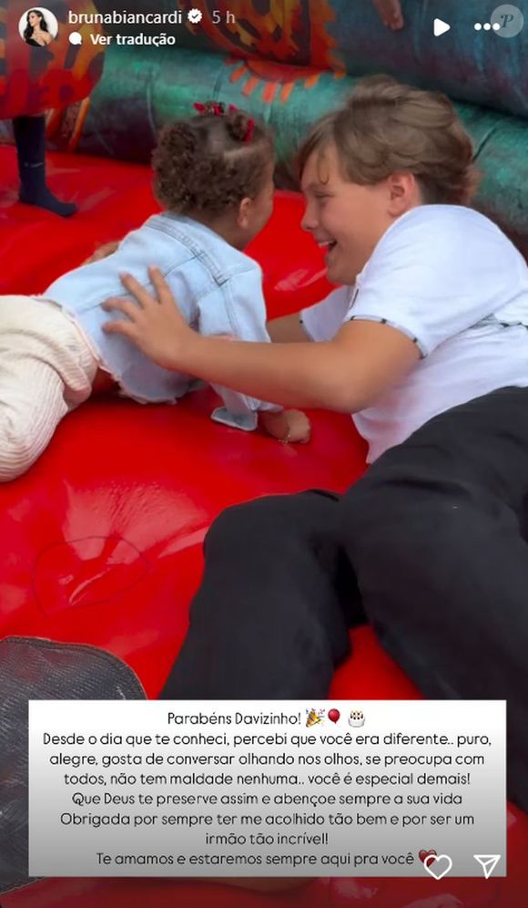 Bruna Biancardi mostrou um momento fofo entre Davi Lucca e a irmã Mavie