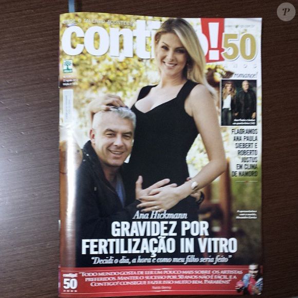 2013- Ana Hickmann e Alexandre Correa estão na capa da revista 'Contigo!' desta semana e revelam que a concepção do primeiro filho foi por fertilização in vitro