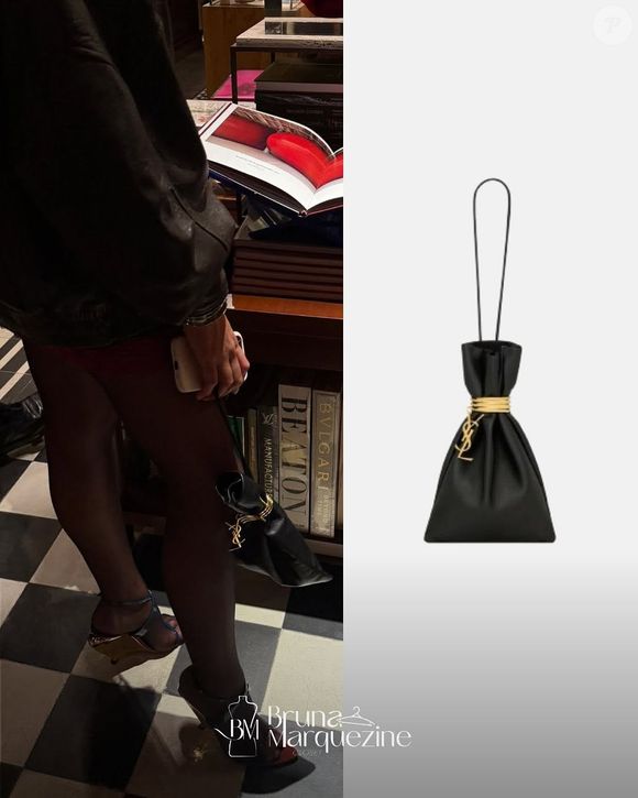 Bruna Marquezine completou look com bolsa da YSL disponível por R$ 14.840, segundo o perfil Bruna Marquezine Closet