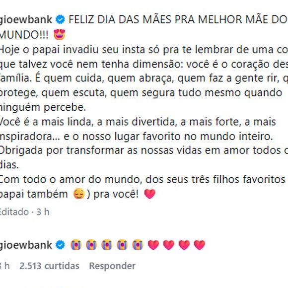 Bruno Gagliasso publicou um vídeo - e uma declaração! - emocionantes no perfil de Giovanna Ewbank no Instagram