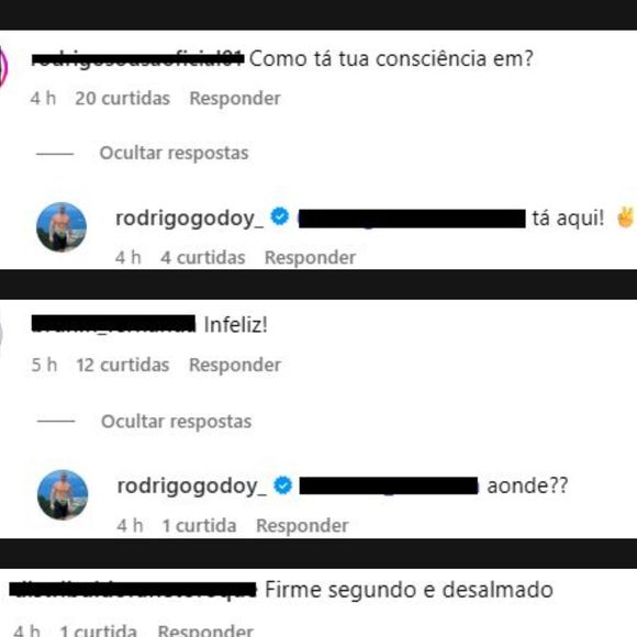 Rodrigo Godoy respondeu irritados os comentários